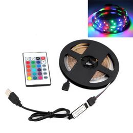 Bandes 5V LED Strip Lights RGB PC SMD2835 1M 2M 3M 4M 5M USB Contrôle infrarouge Lampe flexible Diode TV décorative pour chambres 304z