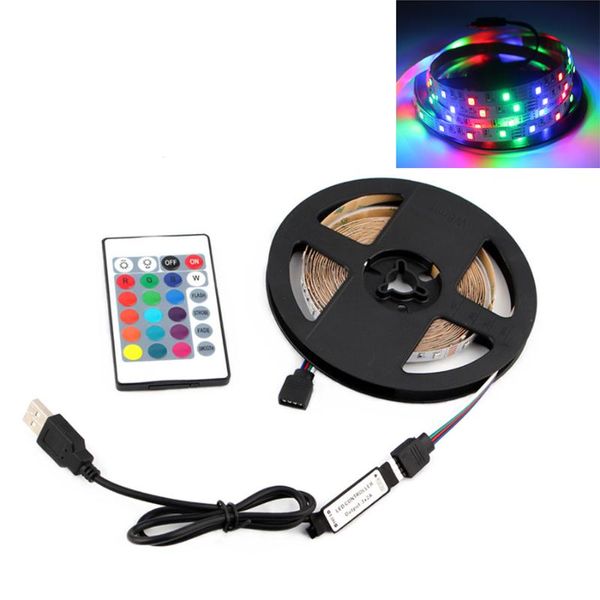 Tiras de luces LED de 5V RGB PC SMD2835 1M 2M 3M 4M 5M Control infrarrojo USB lámpara Flexible cinta diodo TV decorativo para habitaciones