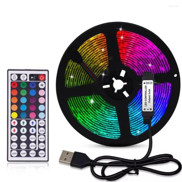 Bandes 5V RGB LED bande lumineuse 5m 10m USB télécommande SMD lumières bande rétro-éclairage pour TV vacances décor 0.5/1/2/3m noir PCB