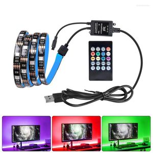 Strips 5V USB LED Strip Light avec contrôleur de musique 20 touches à distance 0.5M-3M SMD RGB bande pour HDTV écran de bureau TV rétro-éclairage décor