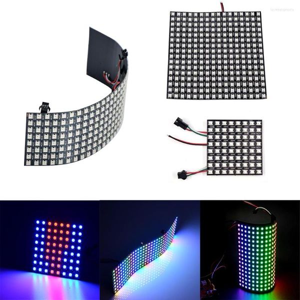 Bandes 8x8 16x16 8x32 Pixels SK6812 WS2812B, matrice RGB adressable individuellement, panneau LED numérique Flexible, écran DC5V