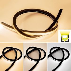 Bandes noires 16MM, bande néon étroite, Tube de corde en Silicone Flexible, étanche, encastré, décoration de la maison, lumières à bande souple, DC12V