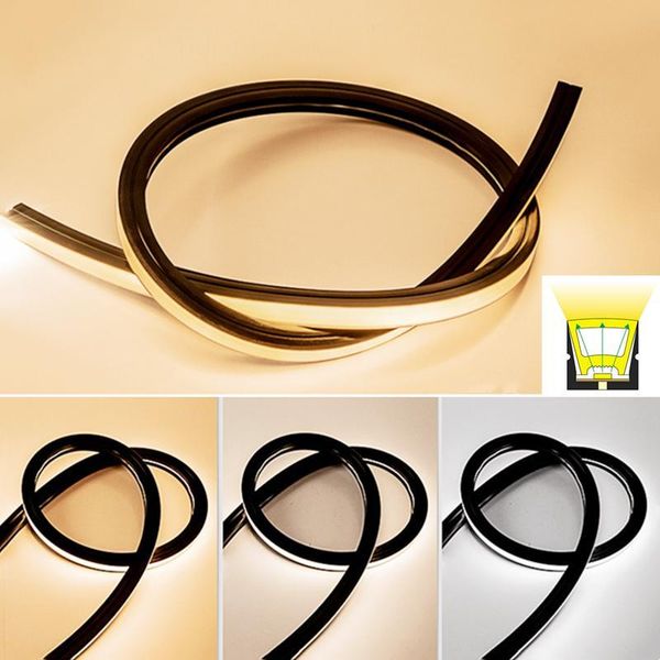 Bandes noires 16MM, bande néon étroite, Tube de corde en Silicone Flexible, étanche, encastré, décoration de la maison, lumières à bande souple, DC12V