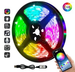 Strips Bluetooth -besturing USB 5V RGB LED -Lichten Strip White Flexibele lamp Tape Diode Festival Fita Slaapkamer TIRA Luces TV Desk Luz1587973