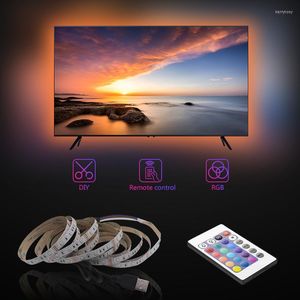 Strips Kleur RGB TV-achtergrondverlichting USB aangedreven DC5V LED Strip Licht 2835 voor 24 inch-60 inch Mirror PC 24Key Regeling 1-5m Tape