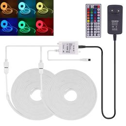 Strips DC 12V RGB Neon Strip Licht met voeding 44Key Remote Double Uitgang Controller SMD Flexibele lint touw LED