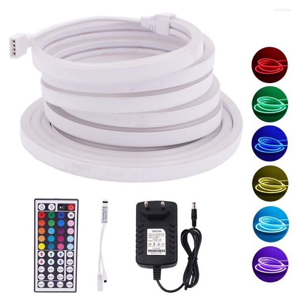 Bandes DC12V LED Strip Flex RGB Neon Light Sign 3535 96Leds / m Étanche Ruban Ruban Diode Télécommande Flexible Corde