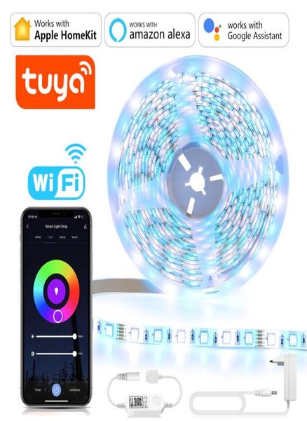 Bandes Homekit WiFi LED bande lumineuse RGBWRGBWW Tuya Smart Life App contrôle lumières fonctionnent avec Apple Home Siri Alexa Google Assistant7554028