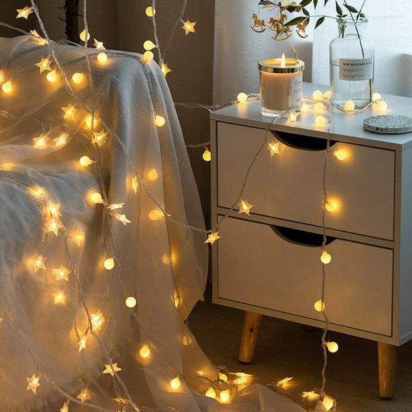 Bandes LED 1.5m / 3m Star String Lights Guirlande de Noël Batterie Alimenté par USB Rideau de fête de mariage Fée pour HomeLED