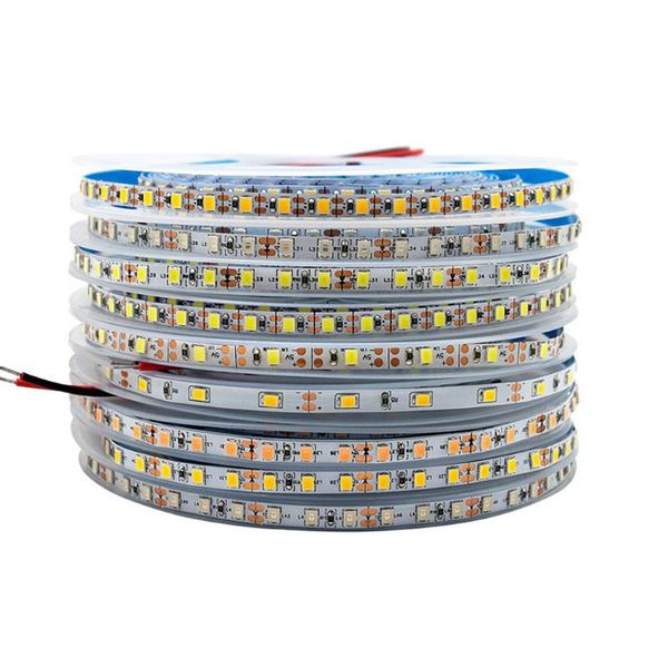 Bandes LED 2835 CW/WW Double Blanc Température de Couleur Réglable CCT 5V 12V 24V Double Bande Flexible 120leds/m Ruban LightLED