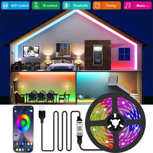 Bandes Led 2835 USB Bluetooth-compatible Pour Mur BedroomTV Fond Flexible Lampe Bande Diode Luces Décor À La Maison Avec Télécommande