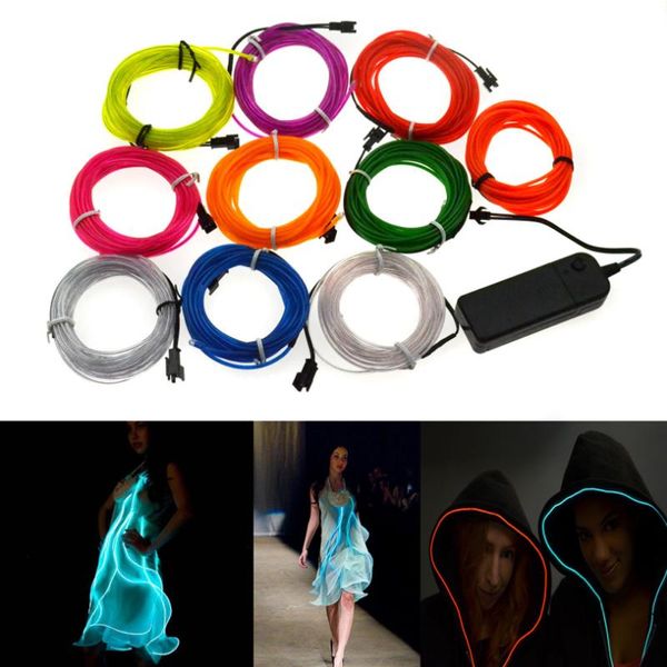 Bandes LED 5M Glow EL fil bricolage flexible néon corde corde câble chaîne pour fête danse voiture décoration LED