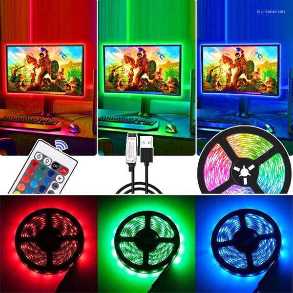 Bandes lumière LED bande SMD DC5V RGB lampe bande TV/PC rétro-éclairage avec Diode Flexible à distance pour chambre mur chambre Docer