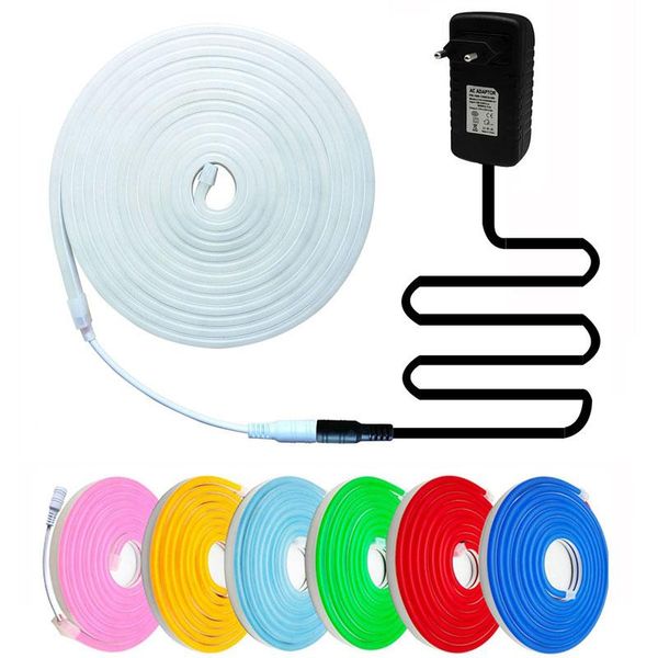 Tiras LED neón rojo/amarillo/azul/verde/rosa/blanco kit de luz decoración del hogar tira de tubo flexible 120leds/m impermeable DC12VLED