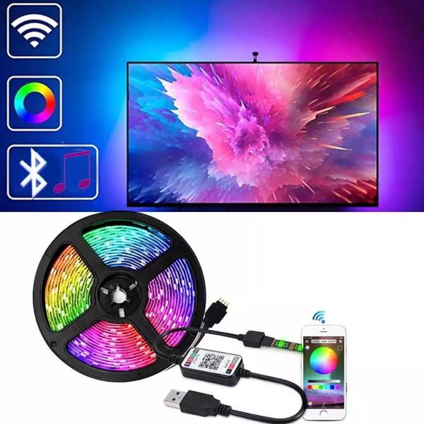 Bandes LED Puissance 1-5m DC 5V SMD 30leds / m Bluetooth APP Contrôle RVB Lumière Ceinture Ensemble Étanche Maison TV Fond Extérieur DécorationLED LEDLED