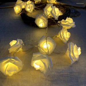 Bandes LED guirlande lumineuse Rose fleur batterie puissance 2.5M 5M fête de mariage romantique chambre de noël décor à la maison Ins Po Prop fille cadeau