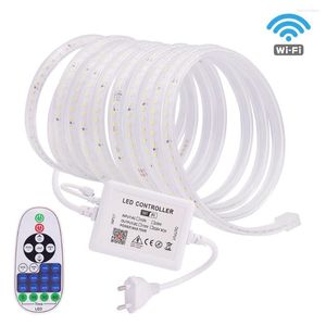 Bandes LED Bande 220 V 110 V 2835 120 LED s/m WIFI Dimmable Étanche Intérieur Extérieur Décoration Flexible Bande Ruban Lumière Lampe