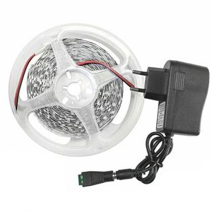 Tiras de tiras de luces LED 5M Set 60LED/m Color único 2835 SMD Cinta flexible Fuente de alimentación Blanco cálido Room DecorLED