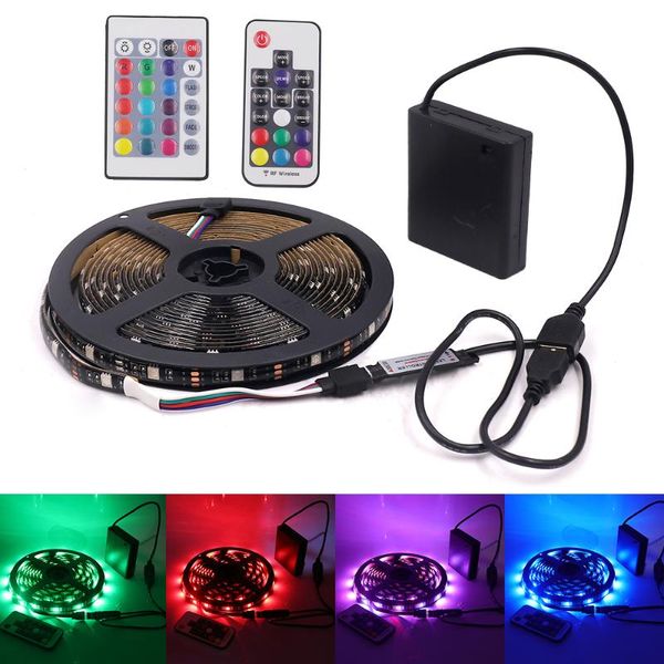 Tiras de tira de luces LED RGB, Kit de alimentación de batería, cinta impermeable, iluminación de cadena para PC, TV LCD, retroiluminación, decoración del hogar, tiras LED