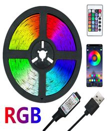 Strips LED Strip Lights RGB 2835 Kleur Bluetooth USB Flexibele lamp tape diode DC5V TV -achtergrondverlichting Nacht Ambient Ligth Luces 5M8084219