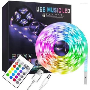 Bandes LED Strip Verlichting USB aliment￩ RVB Couleur ￠ distance t￩l￩commandation de la lampe flexible Diode TV Backlights Music Sync Changer Light