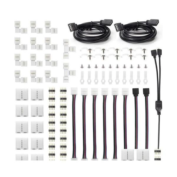 Tiras Tiras LED Kits de conectores de luz de tira RGB de 10 mm y 4 pines con puentes en forma de T / L Clips Terminal de conexión de cable Empalme Entrega de entrega Lig