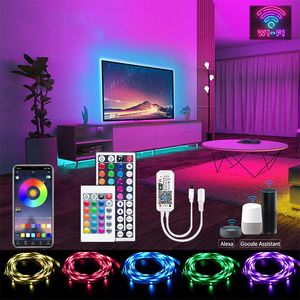 Strips LED WiFi Alexa Strip RGB Tape US/EU/AU/UK PLUG Light SMD 44Key LED's voor tv -computer slaapkamerledled