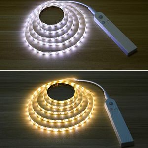 Tiras de luz tira PIR Sensor de movimiento luces de escalera 5V impermeable Led 2835 barra inteligente iluminación de armario atmósfera de vacaciones lámpara LED