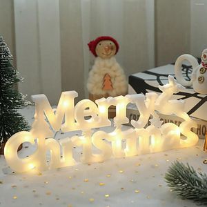 Tiras de luces con letras de Feliz Navidad, guirnalda LED colgante, luz nocturna temática para fiesta, adornos de año en casa