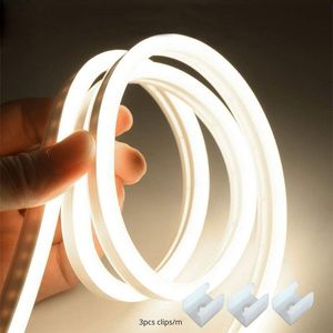 Strips Neon Strip 612 12V 220V Set Flexibele tape Licht touw Tube IP65 Ribbon voor bord kerstvakantie bed keukenkast lichter LED