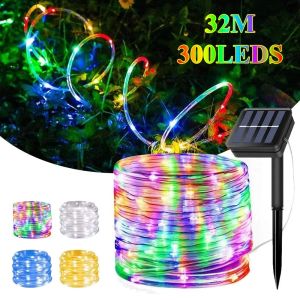 Bandes extérieures LED Solar Strip Rope Tube Fairy Light Light Solar Garland String Light Christmas Decor pour jardin pelouse arbre Clôture