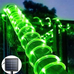 Strips Solar Tube Led Led Light Outdoor Garden Kerstdecoratie Garland Xmas Solar Rope String Licht Fairy Strip 32m/22m/12m/7m