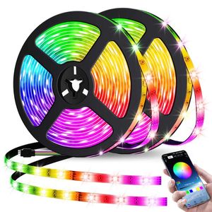 Bandes Bandes Lumineuse Bluetooth Contrôle 5V RGB 2835 USB Flexible Lampe Ruban Diode Pour Festival Chambre Luces TV Bureau Décor LuzLED LED