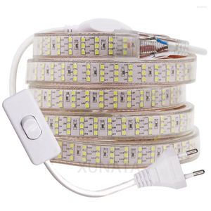 Strips drie rij 276 LED's/m 2835 LED -strip 220V 240V EU uk plug waterdicht Super Brighter Flexible Tape Lint Light