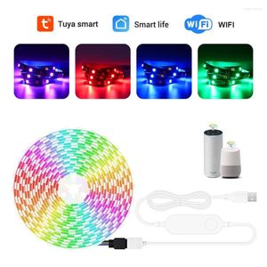 Strips Tuya RGB LED Strip USB -lichten SMD WiFi TV -verlichting Multicolor Smart Backlight For Life Christmas Room Decor