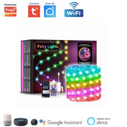 Tiras Tuya Wifi Fairy Light Strip Outdoor RGB Garland Festroon Led Led Fiest Garden Decoración de bodas con Alexa Google Home