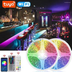 Strips Tuya WiFi Smart LED Strip Licht Muziek Sync Kleur Veranderende Tape SMD 12V Dimbare Flexibele Diode Voor home Decoratie