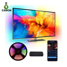 Tiras de luces de tira LED para TV para 75 pulgadas con HMDI Sync Box RGB 5050 30 LED/m 3,8 M Kit de retroiluminación LED para TV con alimentación USB para TV de pantalla plana PC