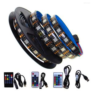 Tiras USB LED tira de luz RGB impermeable negro PCB 50 cm- 5 m 5 V luces cinta PC TV retroiluminación con control remoto