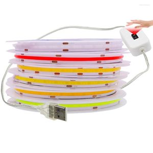 Tiras de luz LED con Sensor de movimiento USB, tira COB de 5V, barrido manual ondeando, cinta Flexible, retroiluminación para armario de cocina