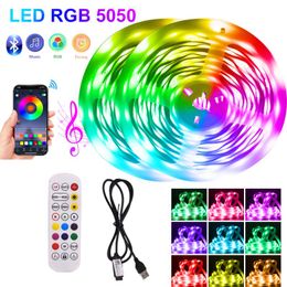 Strips USB-Powered Bluetooth LED Strip Light RGB SMD DC5V Neon voor Home Decoration Gamer Cabinet Computer Flexible Lint