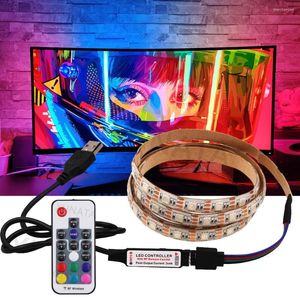 Strips USB RGB LED Strip Licht SMD DC 5V Wit/Warm White TV Desktop Diode Tape Adapter Flexibel lintlamp