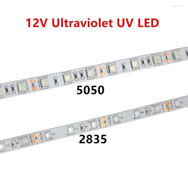 Tiras UV LED Strip 395-405nm Ultravioleta 2835/3528 SMD 60led / m Cinta flexible Lámpara de cinta 12V para DJ Fluorescencia Fiesta