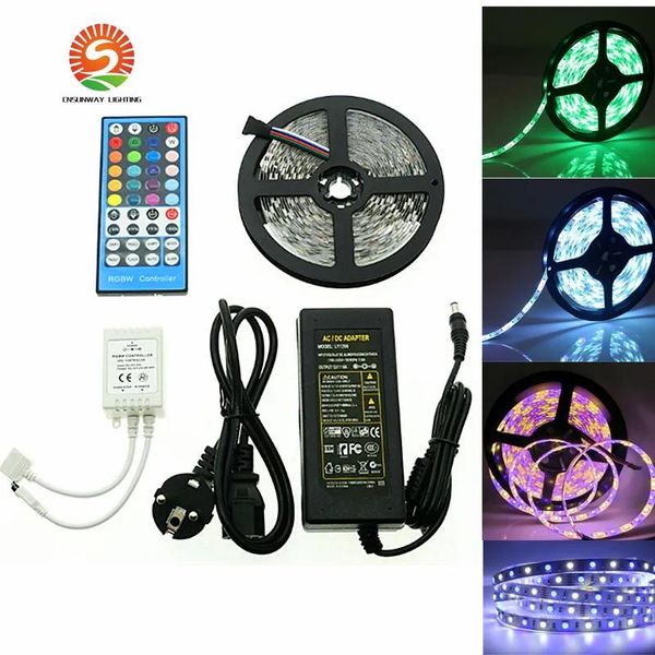 Bandes Ensemble complet étanche 5 M 300 LED 5050 SMD RGBW RGBWW bande LED Flexible lumière 60 LED s/M bande LED Tube bande lumineuse Kit d'éclairage