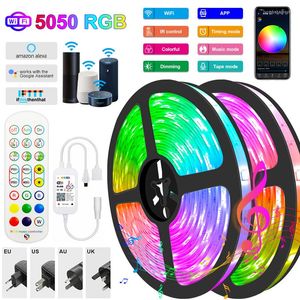 Bandes WIFI LED bande 5M-30M RGB lumière Bluetooth lampe étanche ruban Alexa ruban pour TV rétro-éclairage bureau