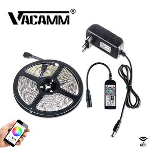 Tiras WIFI tira de luces LED SMD RGB RGBW RGBWW 5M cinta de Control inalámbrico cinta decoración de Navidad 12V Kit de adaptador de corriente