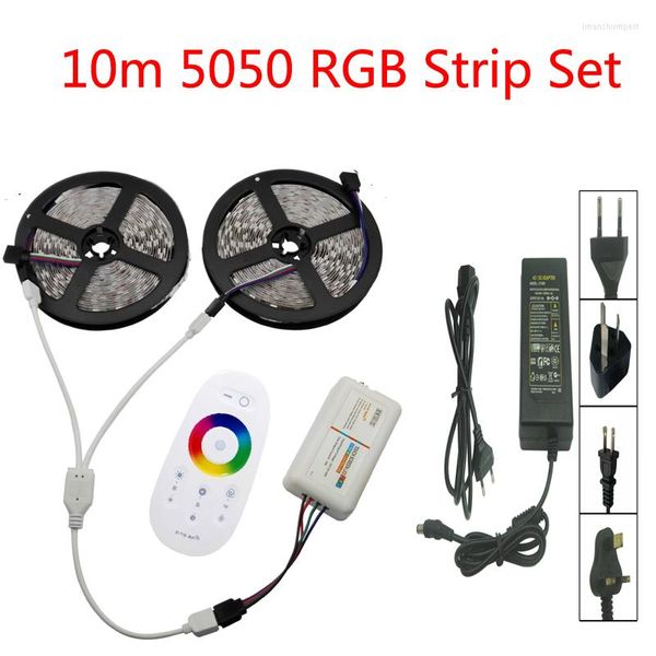 Tiras inalámbricas RF táctil regulador de intensidad remoto transformador 220V 110V fuente de alimentación 10m No impermeable 3528 RGB 60Led/M tira Led