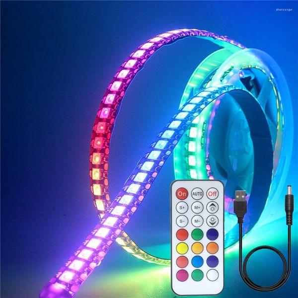 Bandes WS2812B Bande Led WS2812 30/60/144 Pixels/m RGB Lumière adressable individuellement avec USB 3key/14key/21key Controller Kit DC5V