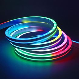 Bandes WS2812B RGB Neon Strip Light DC5V extérieur étanche flexible dimmable 5V USB LED bande couleur de rêve 1 2 3 4 5m278s