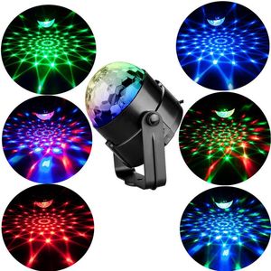 Strobe Led Dj Ball Home KTV Navidad Boda Show LED RGB Crystal Magic Ball Efecto Luces Sonido Activado Láser Proyector dropship